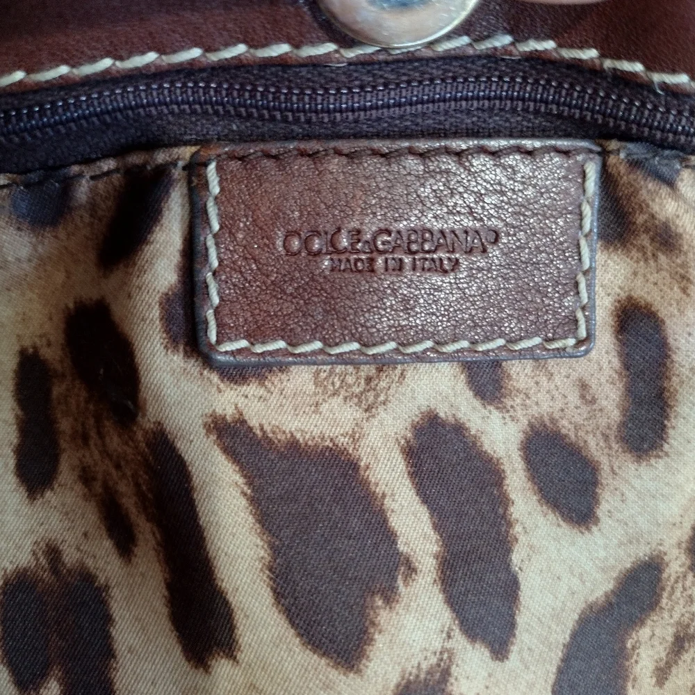 Dolce & Gabbana D_ Ring Satchel Brown Leather With Gold Hardware  vintage